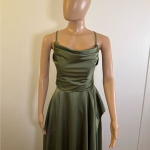 Elegant Green Satin Dress